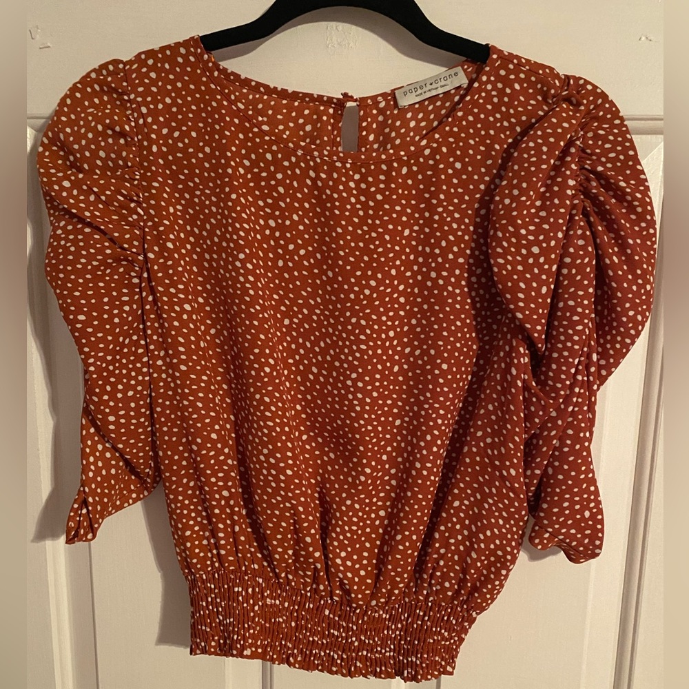 Paper Crane Polka Dot Ruched Blouse